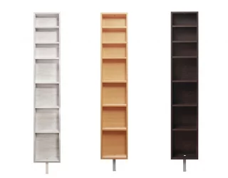 Поворотный шкаф в черном глянцевом стекле Зум Шелф Беленый дуб