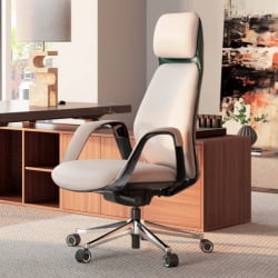 Эргономичное кресло руководителя Eureka OC07 SERENE (Nappa кожа), белое