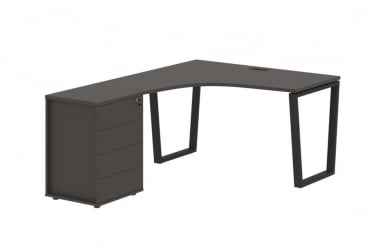 Стол эргономичный с тумбой левый EDIS EVCET 1318 L Мокко Черный