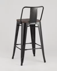 Стул полубарный Tolix Wood со спинкой Черный