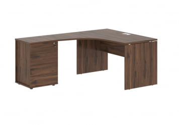 Стол эргономичный с тумбой левый EDIS EDCET 1518 L Дуб Денвер темный Белый