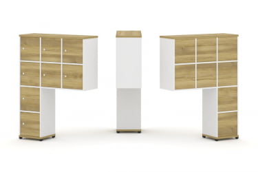 Надставка на стол высокая односторонняя + задняя стенка (8 шт.) + распашной фасад (8 шт.) CОНCЕПТ CН.ОНВ-010 Дуб Винченцо Белый бриллиант Черный металл / CONCEPT CN.ONV-010