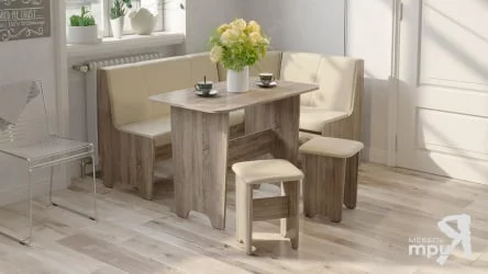 Кухонный уголок Техас Исп.1 Дуб Сонома трюфель/Экокожа бежевая