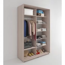 Современный шкаф-купе с зеркалом Акцент-Дуэт Д 1000х600 Ясень шимо светлый