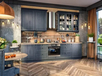 Шкаф кухонный 400 высокий со стеклом Мокка ЛД 274.420.000.170 Черный Дуб фактурный антрацит