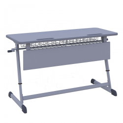 Парта двухместная НОМАД В с ручной регулировкой высоты (рост 4-6) Голубой/Серый / NOMAD V