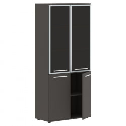 Шкаф комбинированный  с дверьми в металлической раме ЕДИС ЕХCС 85.7 Мокко Белый Мокко / EDIS EHCS