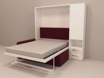 Кровать-трансформер Смарт 1 правый с пуфом 1400 Дуб молочный