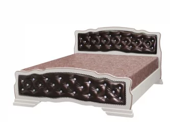 Кровать из массива Карина-10 200х160 Дуб молочный Темная экокожа