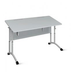 Стол ученический 2-местный регулируемый (ростомат) (рост 5-7) 1200х500 мм ЛДСП Бук/Металл Серый