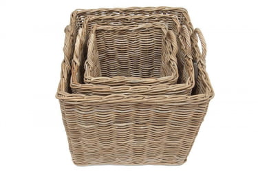 Корзина Secret De Maison Nambo (набор из 3 штук) натуральный ротанг, 57*57*50/58, 47*57*47/55, 36*36*43/50 см, Натуральный Кубу / Natural Kubu