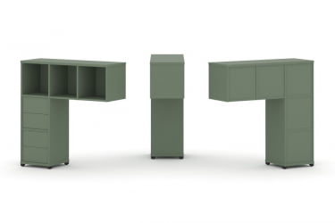 Надставка на стол низкая односторонняя + задняя стенка (5шт.) + блок с 2-мя ящиками (2шт.) CONCEPT CN.ONN-003 Кобо Черный металл