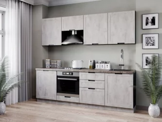 Кухонный гарнитур Джамис 2400 Черный Белый камень