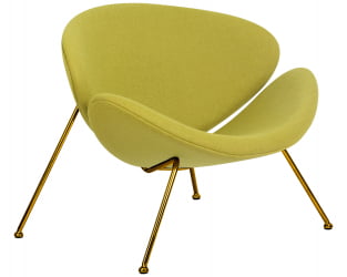Кресло дизайнерское DOBRIN EMILY (светло-зеленая ткань AF3, золотое основание)