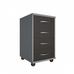 Тумба подкатная (4 ящика, с замком) Riva А.ТМ-4F Венге/Металлик