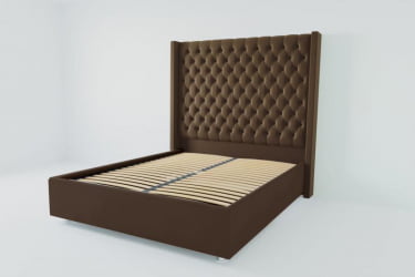 Мягкая интерьерная кровать &куот;Версаль Люкс&куот; с ортопедическими латами (металл) Материал фасада: Искусственная кожа; Спальное место: 1600х2000 мм; Цвет фасада: Коричневый; Цвет корпуса: Коричневый / "Версаль Люкс"