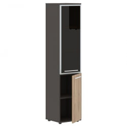 Шкаф-колонка комбинированная с дверью в металлической раме правый ЕДИС ЕХCС 42.7 Р Дуб Денвер светлый Белый Мокко / EDIS EHCS R