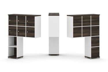 Надставка на стол высокая односторонняя + задняя стенка (8 шт.) + распашной фасад (6 шт.) CОНCЕПТ CН.ОНВ-008 Дуб Мали Белый бриллиант Белый металл / CONCEPT CN.ONV-008