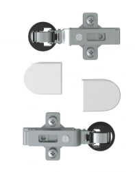 Комплект петель с заглушками для стеклянных дверей ЕДИС ЕСХ-2 Алюминий / EDIS ESH-2