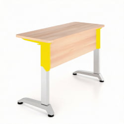 Парта двухместная Де Гласси Н (рост 5-7)  ЛДСП Дуб Сантана/ Металл Серый+Желтый