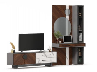 Набор мебели для гостиной Вилена №7 Серый/Орех/Монте белый