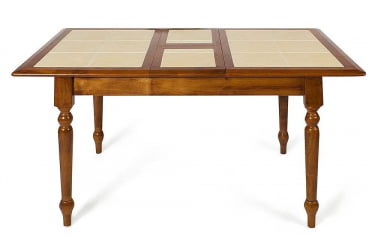 Стол из массива дерева CT 2950T дерево гевея/плитка, 100(127)х70х74см, Темный Дуб, плитка без рисунка