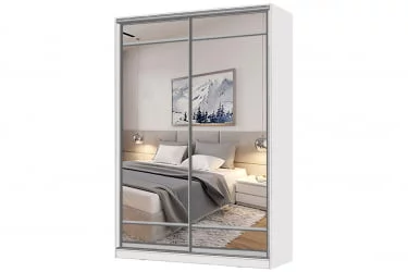 Белый шкаф-купе с зеркалом Виктория 1600х584х2300, Белый 16ДЗЗЗДЗЗЗ-ПП-Б 310-344