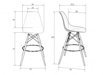 Стул барный ДОБРИН ДСВ БАР Красный Р-02 / DOBRIN DSW BAR R-02