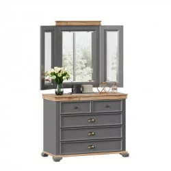 Комод с 5 ящиками с распашным зеркалом Амели Оникс серый