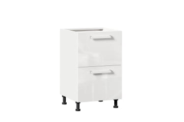 Тумба кухонная 500 с 2 ящиками (4) Герда ЛД 272.125.000 Белый/Белый глянец