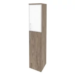 Шкаф высокий узкий правый ОНИКС О.СУ-1.7Р(Р) вхите Тиквуд Темный / ONIX O.SU-1.7R(R) white