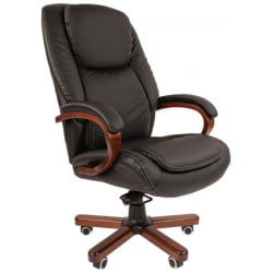 Кресло руководителя CHAIRMAN 408 кожа/экокожа, черный