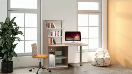 Письменный стол с полками и ящиками компьютерный №11 Вишня Оксфорд