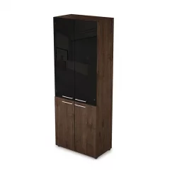 Шкаф стеллаж высокий со стеклом TAIM-MAX 4Ш.005.4 Брауни