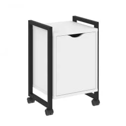 Тумба на колесных опорах с распашным фасадом LOFT VR.L-T2.K Металл черный Белый Бриллиант