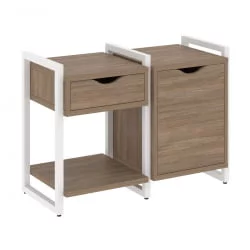 Тумба на регулируемых опорах наборная. Вариант №3 LOFT VR.L-TN-3.O Металл белый Дуб Аризона