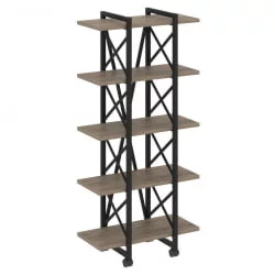 Стеллаж на колесных опорах - 5 полок LOFT VR.L-MST.K-5.4V Металл черный Тиквуд темный