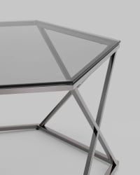 Журнальный столик Круз 93*80 стекло smoke сталь Темный хром