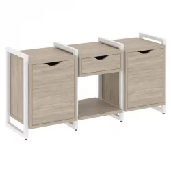 Тумба на регулируемых опорах наборная. Вариант №7 LOFT VR.L-TN-7.O Металл белый Дуб Аттик