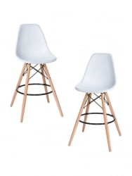 Стул барный ДОБРИН ДСВ БАР (ножки светлый бук, цвет сиденья белый (В-02)) 2 шт / DOBRIN DSW BAR (W-02))