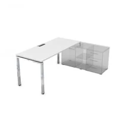 Стол рабочий, прямолинейный три опоры, правый ГЛОСС ЛИНЕ НСТП-П.975 Белый Премиум / GLOSS LINE