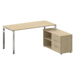 Стол рабочий руководителя с опорной тумбой METAL SYSTEM DIRECT БГ.СРТ-4.7 Пр Акация Лорка