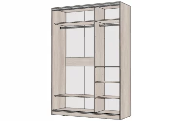 Шкаф-купе 2-х дверный Виктория 1400х584х2300, Ясень шимо светлый 14ДЛДЛ-ПШ-Яшс 310-105