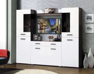 Набор мебели для гостиной Грация 1.8 с комодом с 2-мя ящиками и 2-мя дверями МДФ матовый Венге/Бордо