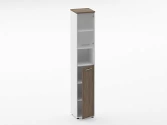 Шкаф 5 узкий верх стеклянная дверь, низ закрытый, с нишей Deka 10.23.20Пр Дуб Верцаска/Белый