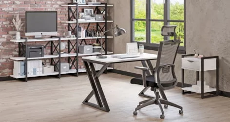 Стеллаж на колесных опорах - 4 полки LOFT  VR.L-MST.K-4.8 Металл черный Белый Бриллиант