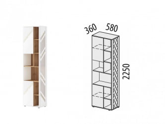 Стеллаж (лев/прав) Монако 903.57 Дуб Вотан / Белый шпон / Альпийский белый