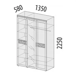 Шкаф трехдверный с зеркалом Тиффани 93.12