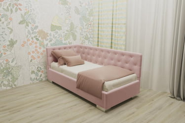 ДЕТСКАЯ МЯГКАЯ ИНТЕРЬЕРНАЯ КРОВАТЬ ВЕРСАЛЬ БЕЗ ОСНОВАНИЯ (BERHOUSE) Цвет фасада: Бледно розовый; Материал фасада: Металл/Велюр; Спальное место: 800х1900