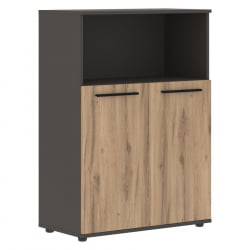 Шкаф с глухими малыми дверьми EDIS EMCS 85.3 Дуб Денвер светлый Черный Мокко